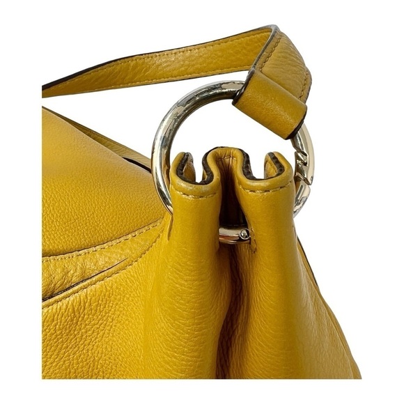Michael Kors Mustard Yellow Large Gathered Tote Handbag Hobo Shoulder bag - Picture 8 of 10